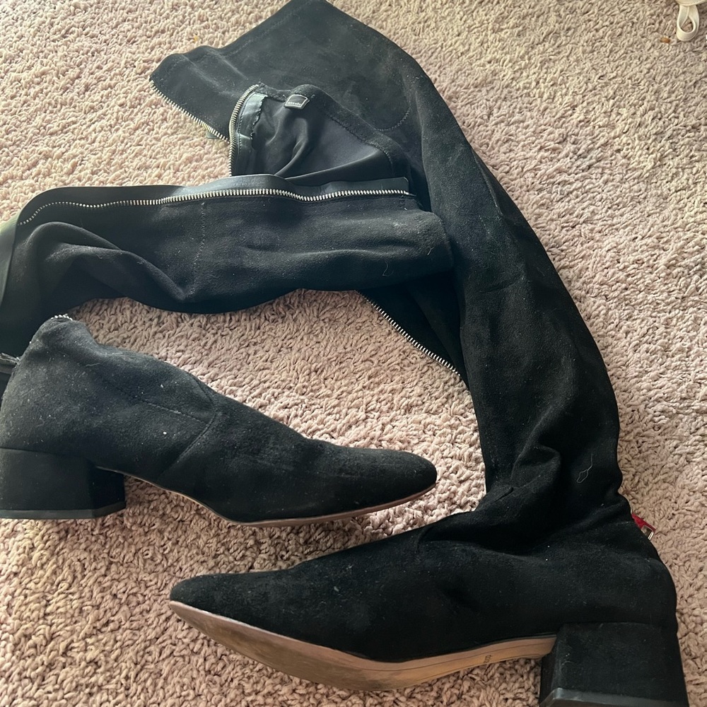 Dolce Vita Black Over the Knee Boots with Suede Finish